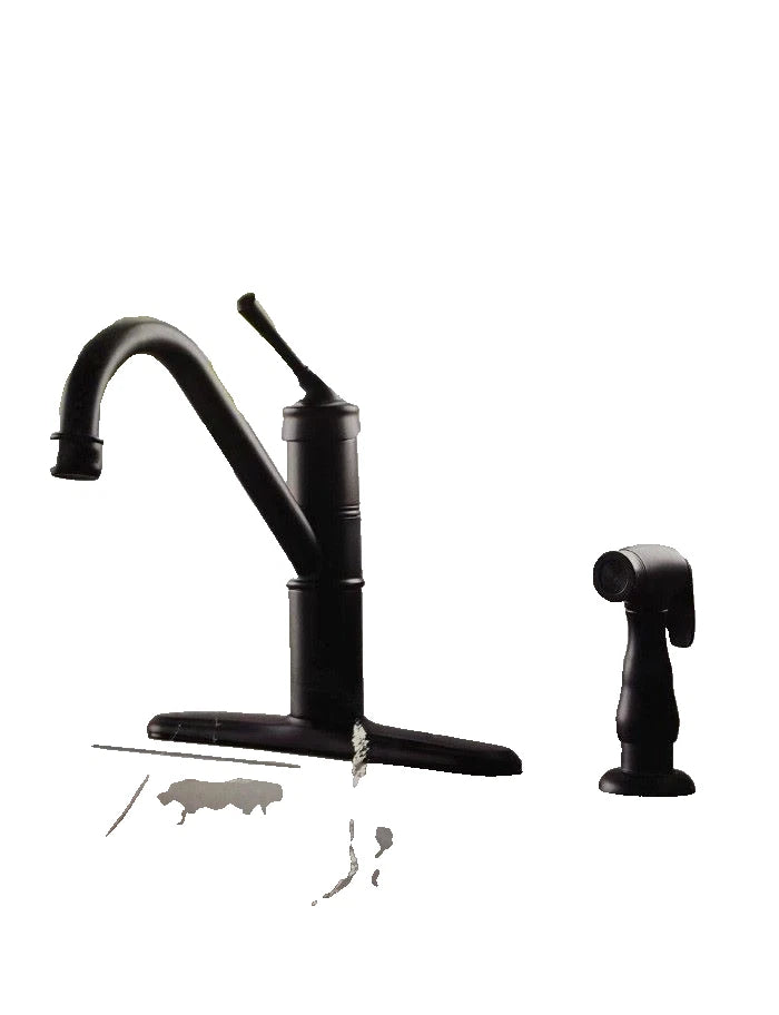 Glacier Bay Barnhart 1-Handle Kitchen Faucet+Side Sprayer Matte Black OPEN BOX