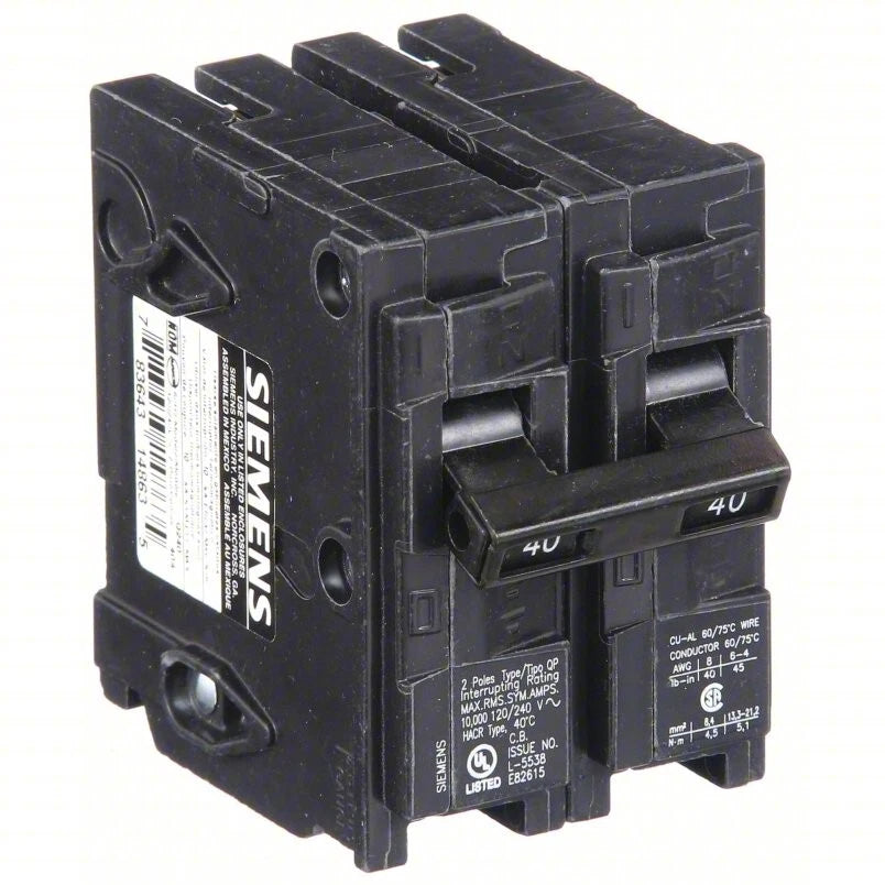 Siemens Q240 Circuit Breakers 2 Pole 40A 120/240V Type QP Plug In 2 Pack New