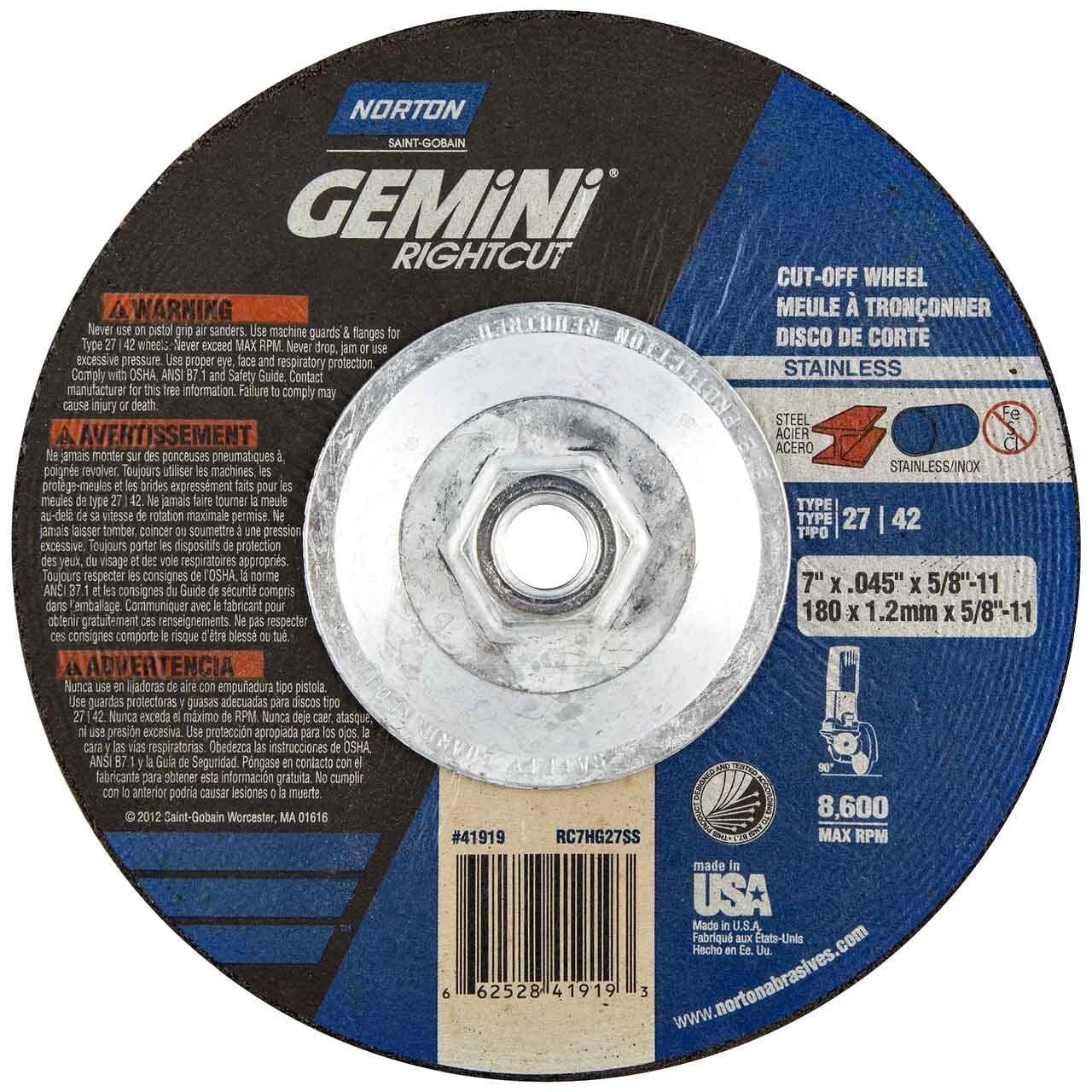 Cutting Wheel 66252841919 7x.045x5/8-11 In. Abrasive New