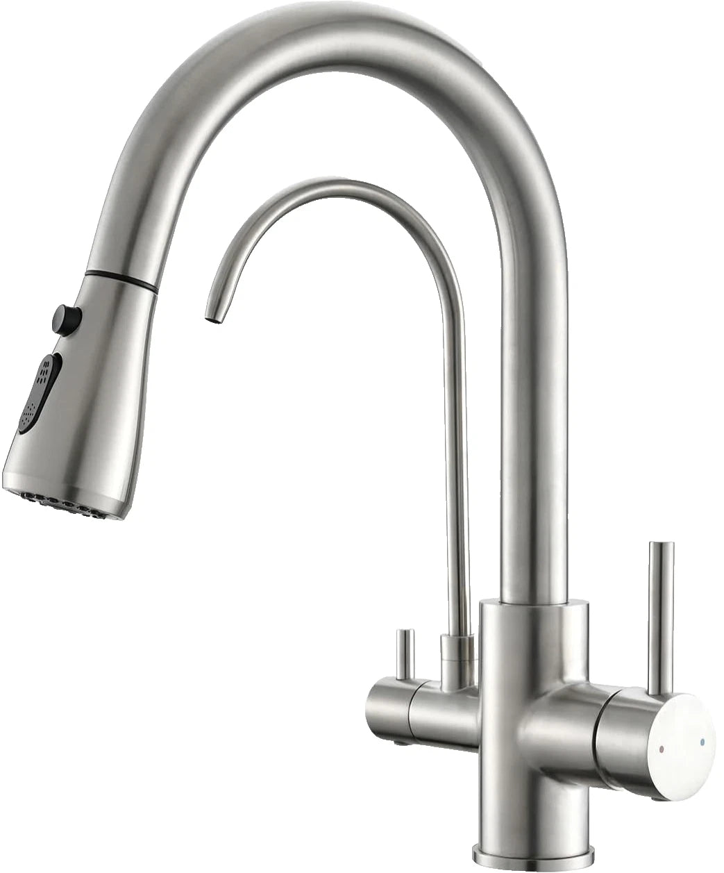 Kitchen Sink Faucet Pull Down Sprayer 2 Handle Drinking Water Faucet Brushed NIC