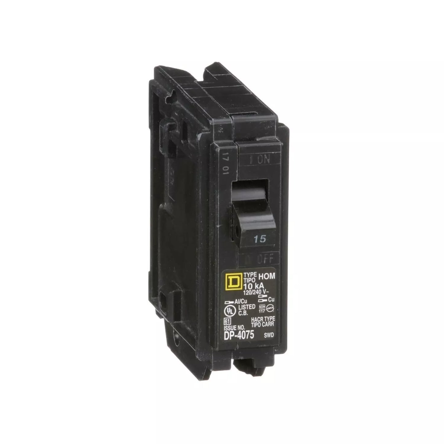 Square D HOM115 Plug-in Mount Circuit Breaker 1-Pole 15 Amp Sold in 2 Pack New