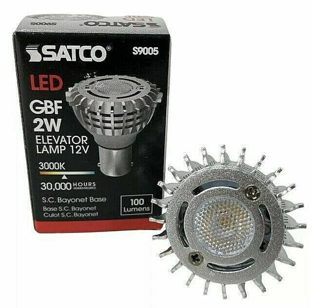 Satco S9005 2 Watt 100 Lumens GBF Elevator LED Warm White 3000K Light Bulb 2Pk