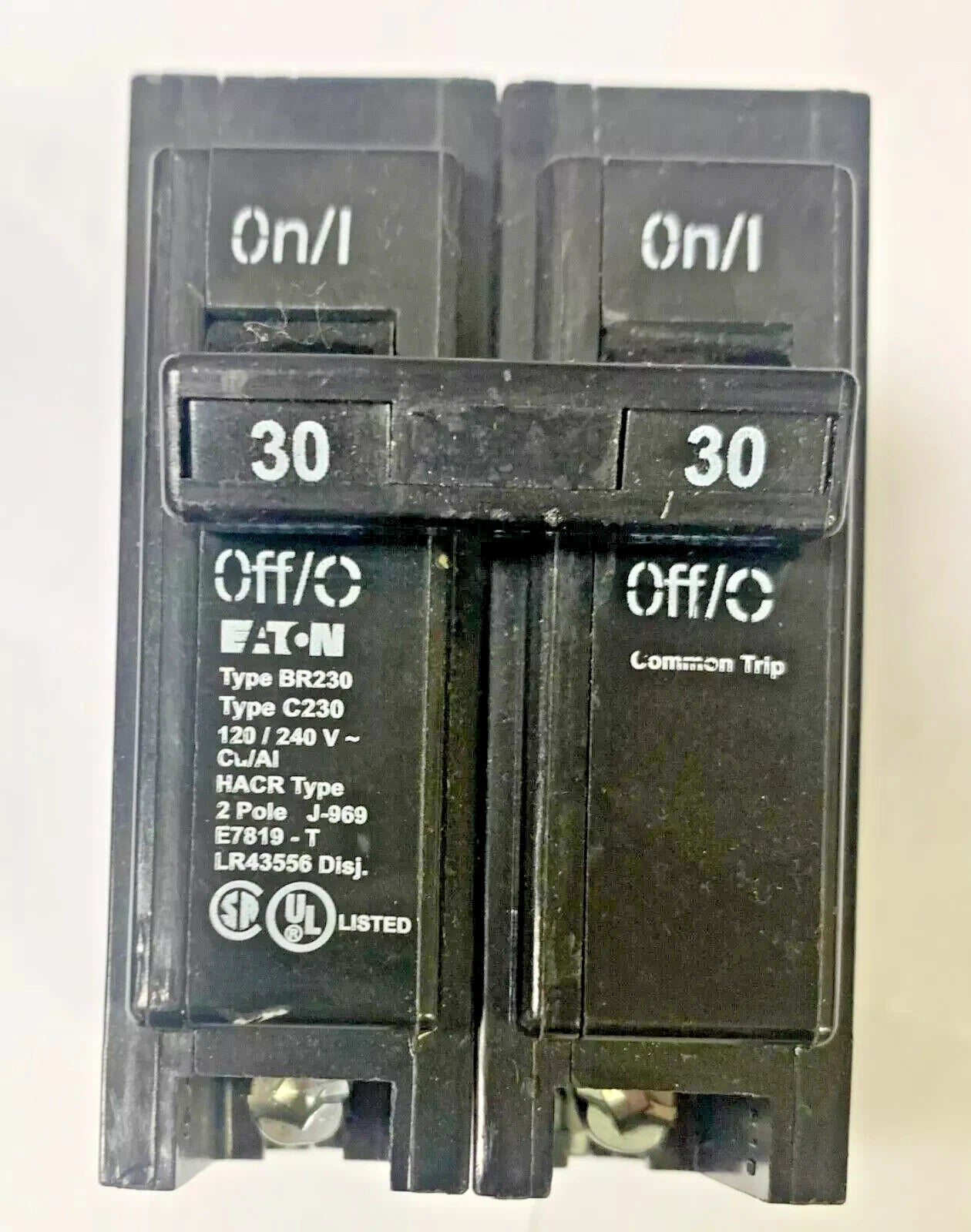 EATON CUTLER HAMMER BR230 2 Pole 30 AMP Type BR Circuit Breaker Type C230