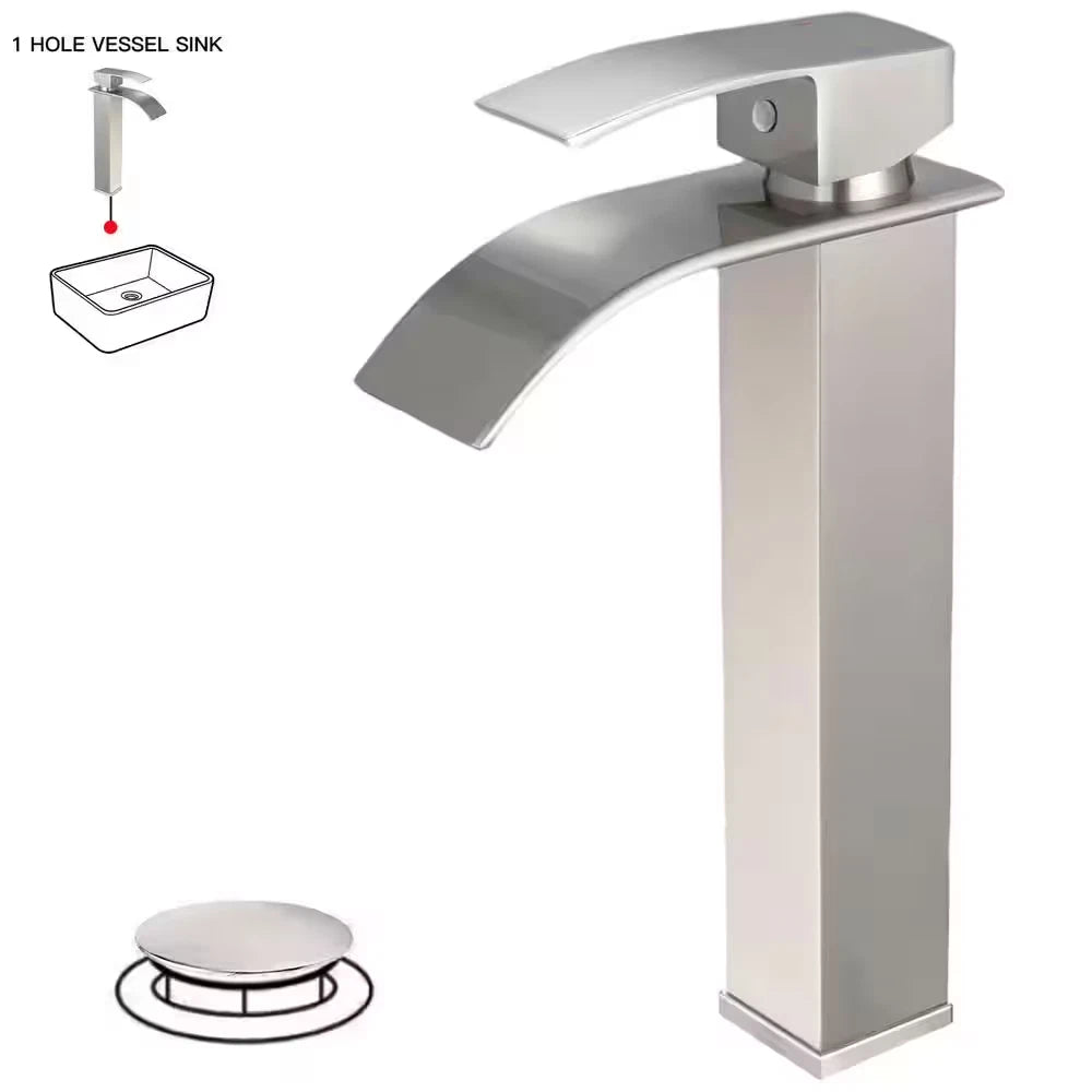 LUXIER BASIN BATHROOM FAUCET SINGLE HANDLE BRUSHED NICKEL A-96021SSH-N-4